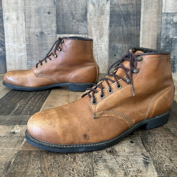 Chippewa Vintage Steel Toe Ankle Brown Work Boots Mens 12 - Picture 1 of 12